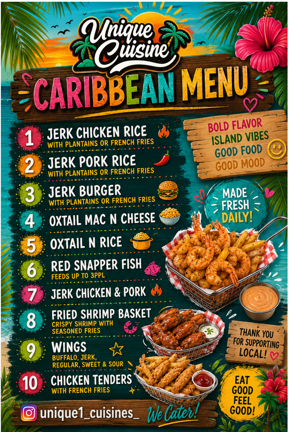 Unique Cuisine Menu